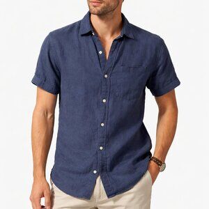 J.Crew 100% Linen Short Sleeve Button-Up Shirt Navy – Size S